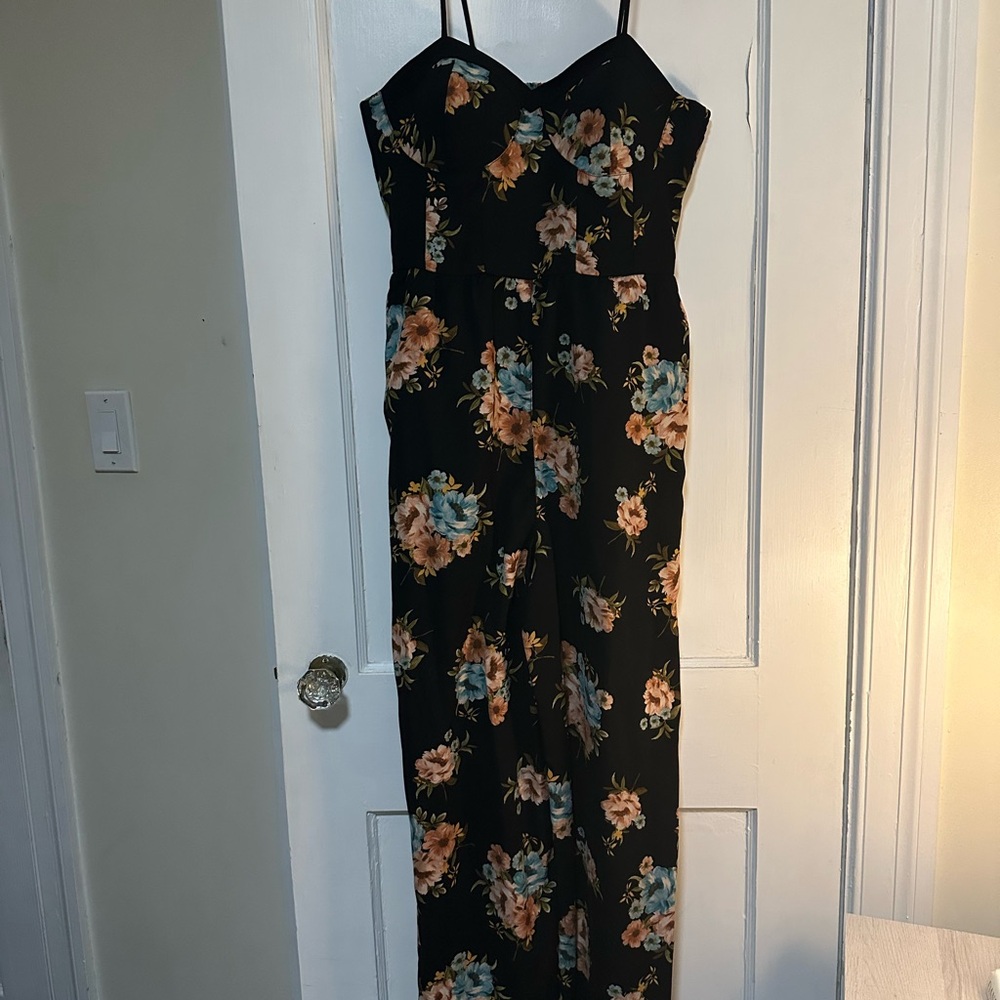 Xhilaration Black Floral Jumpsuit
